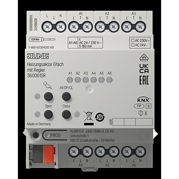 JUNG KNX Heizungsaktor 6fach mit Regler 36006 1S R